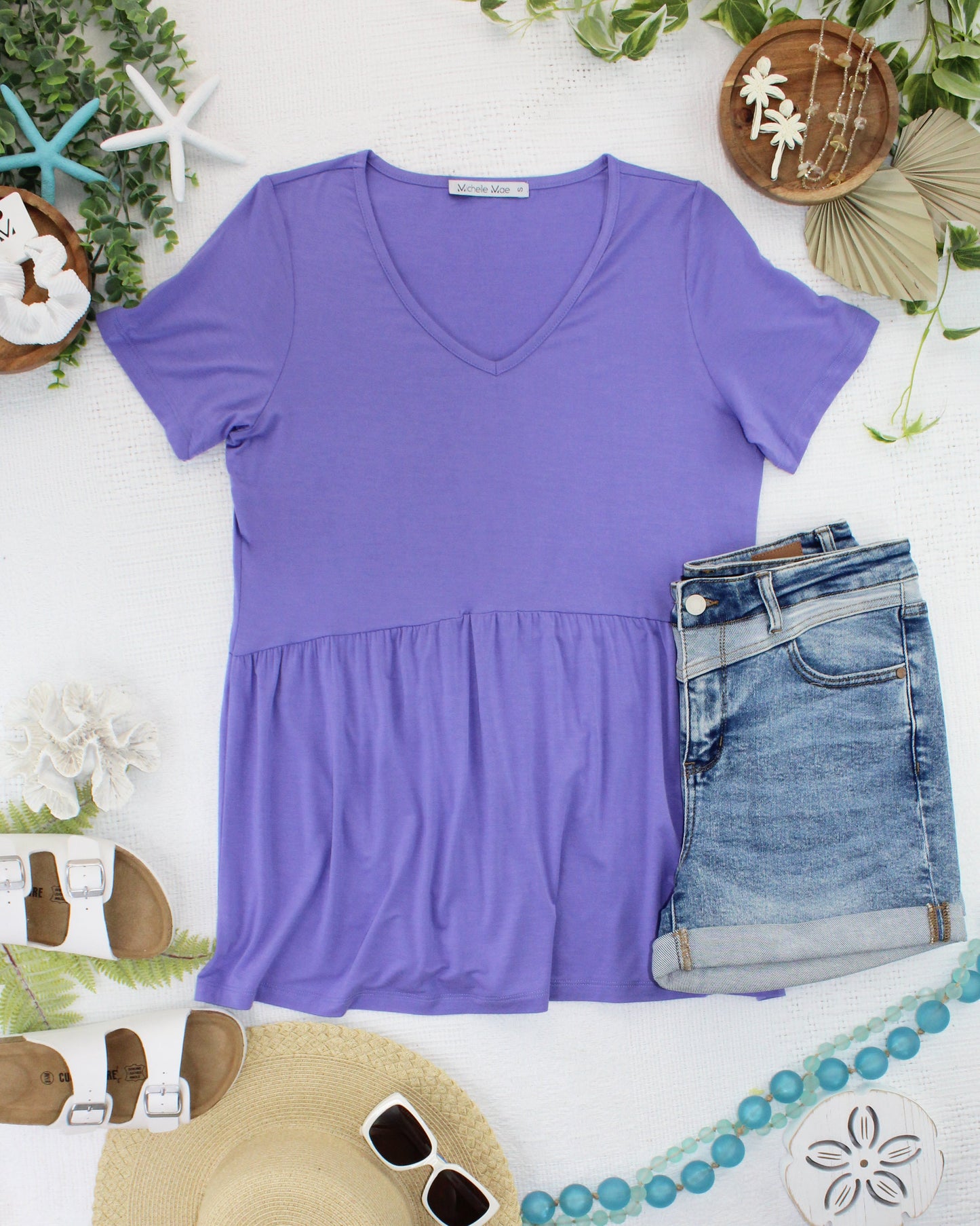 Sarah Ruffle Short Sleeve - Periwinkle Purple