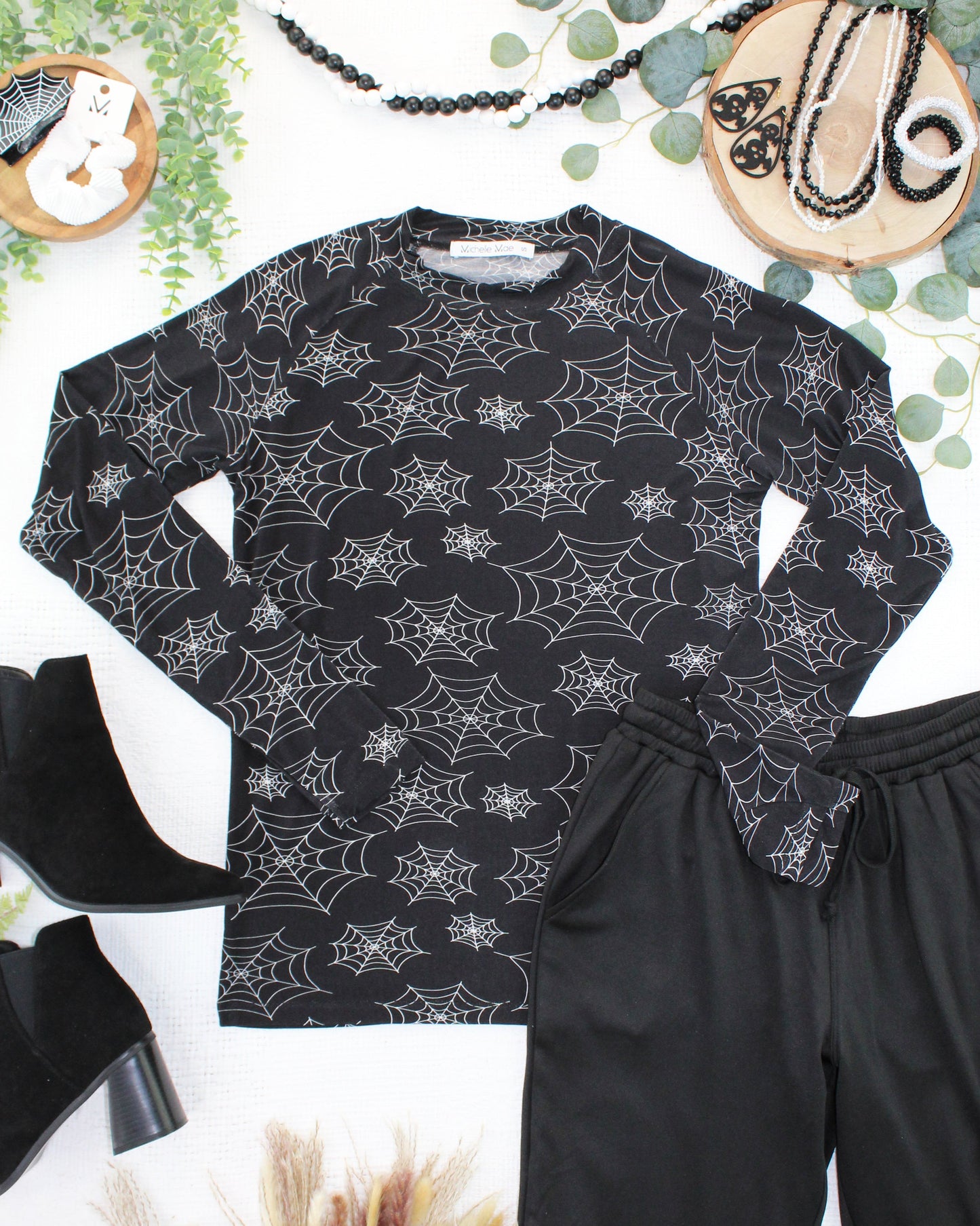 Blair Long Sleeve Top - Midnight Webs