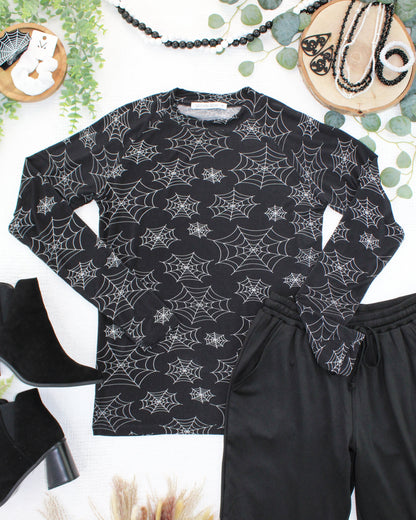 Blair Long Sleeve Top - Midnight Webs