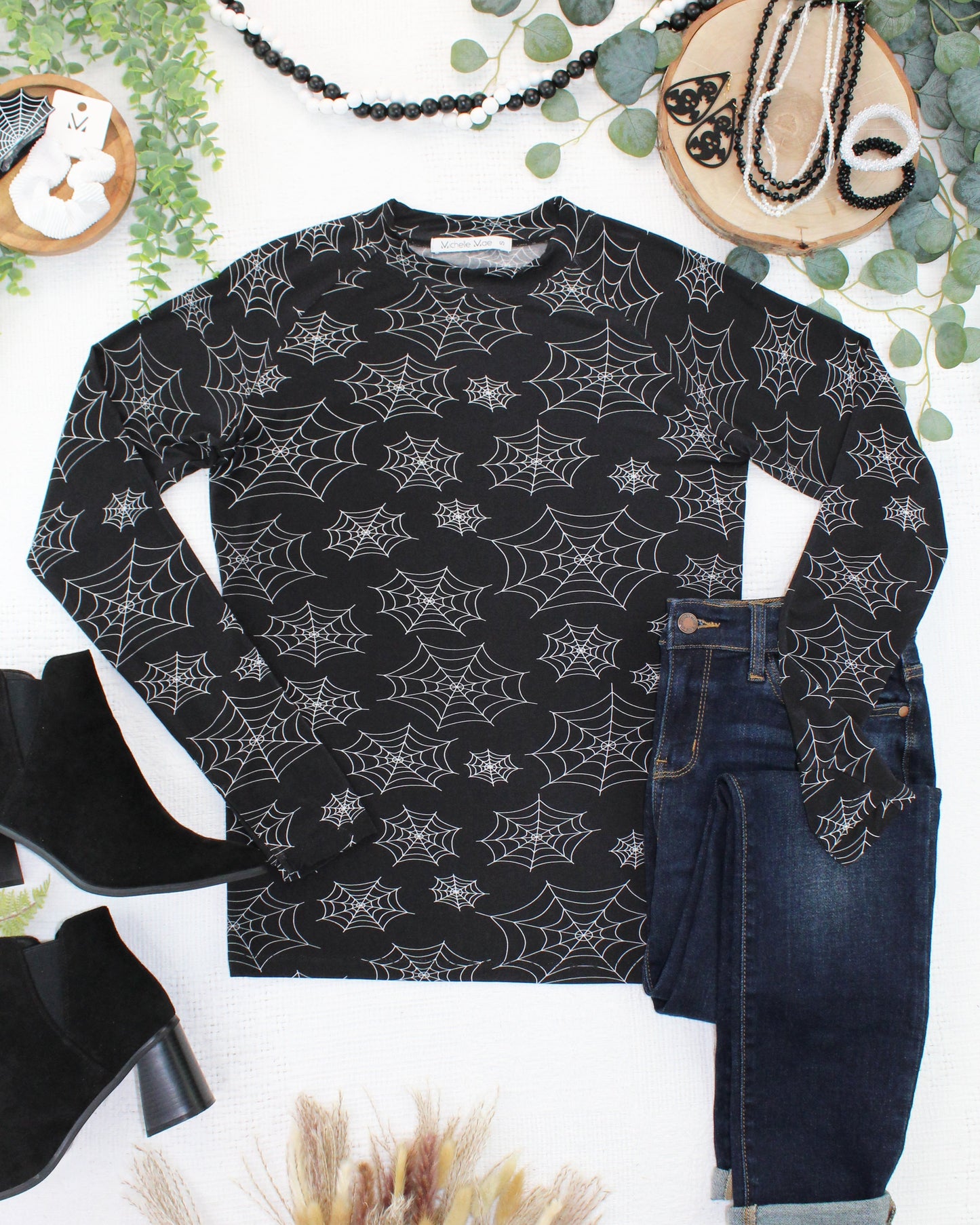 Blair Long Sleeve Top - Midnight Webs