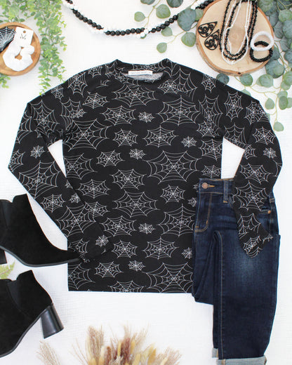 Blair Long Sleeve Top - Midnight Webs