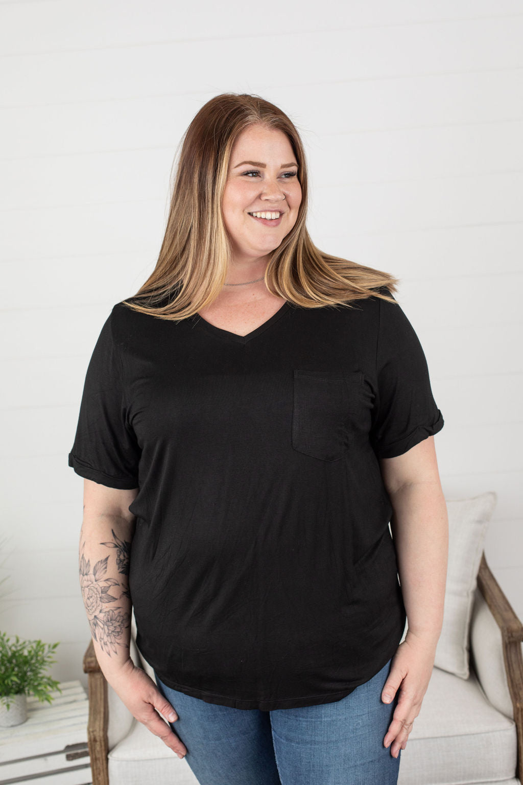 Sophie Pocket Tee - Black