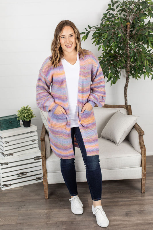 PREBOOK Long Cardigan - Stripe Mix