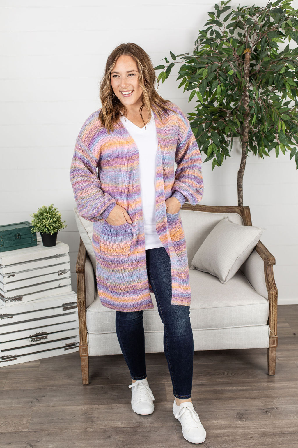 PREBOOK Long Cardigan - Stripe Mix