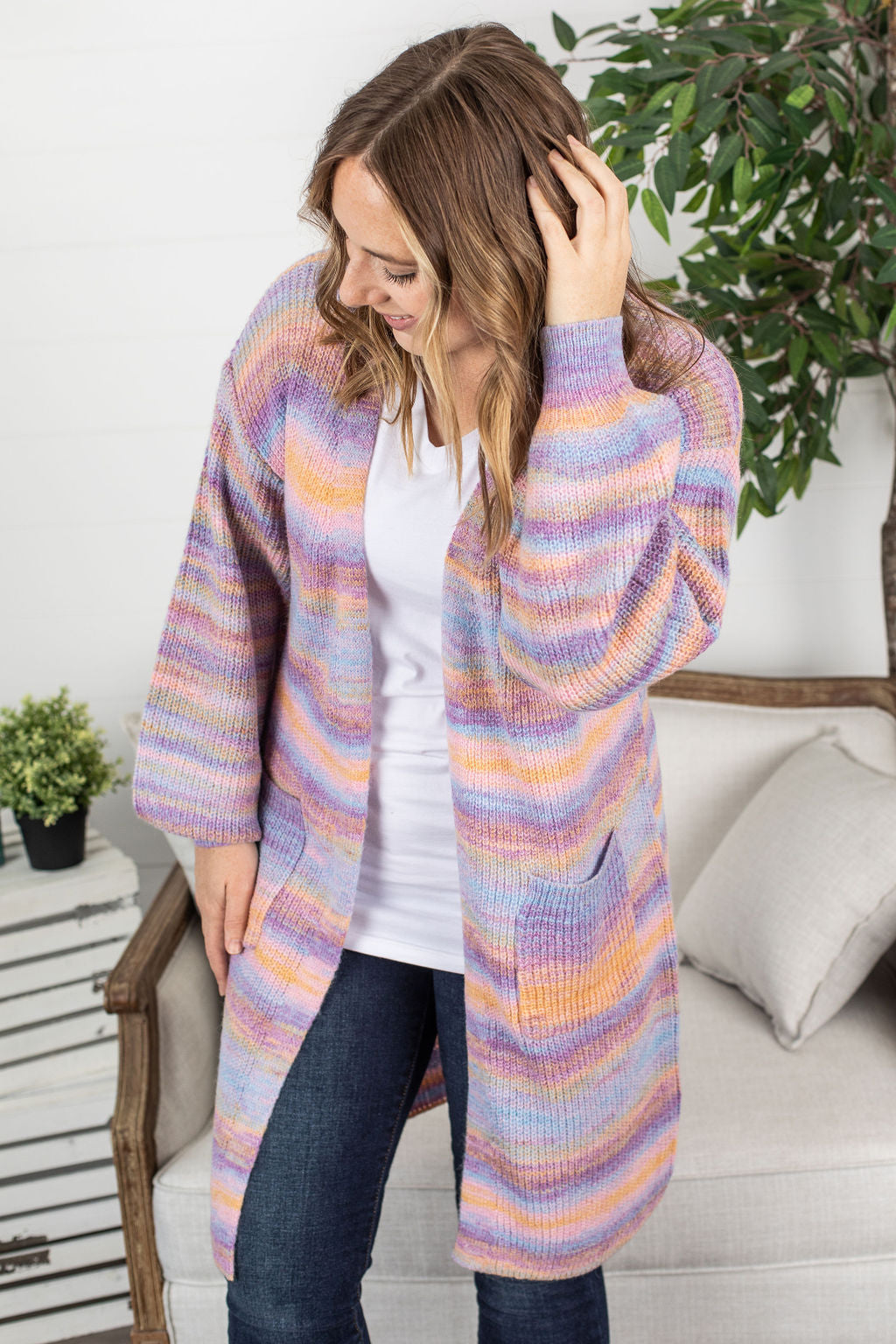 PREBOOK Long Cardigan - Stripe Mix