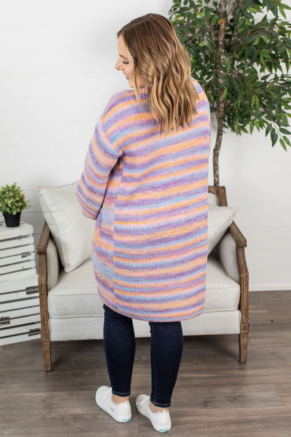 PREBOOK Long Cardigan - Stripe Mix