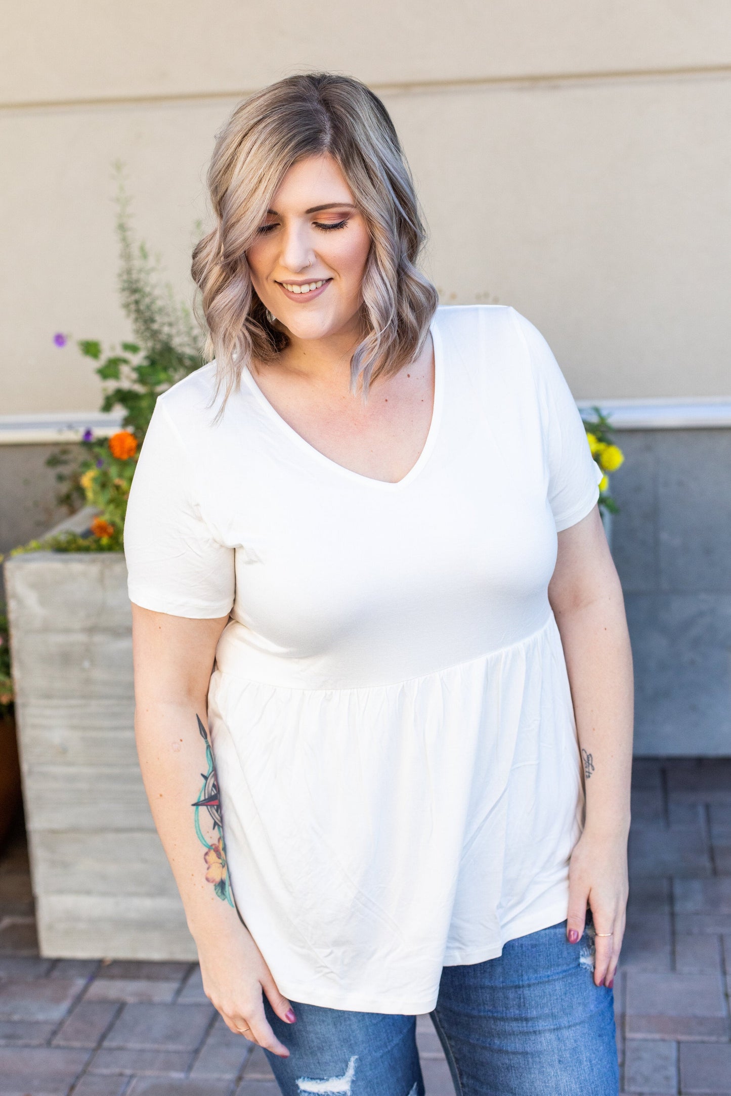 Sarah Ruffle Top - Ivory