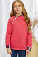Girls Plaid Decorative Button Hoodie with Pockets