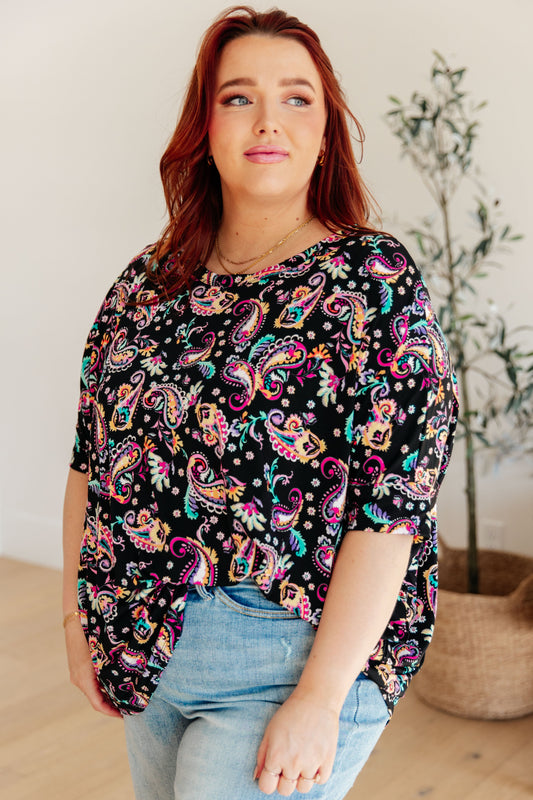 Essential Blouse in Black and Pink Paisley