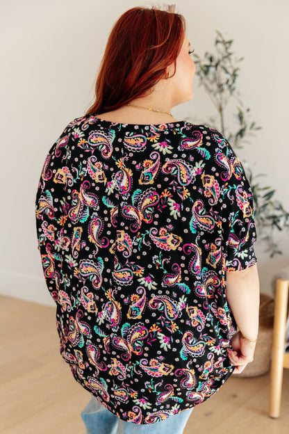 Essential Blouse in Black and Pink Paisley