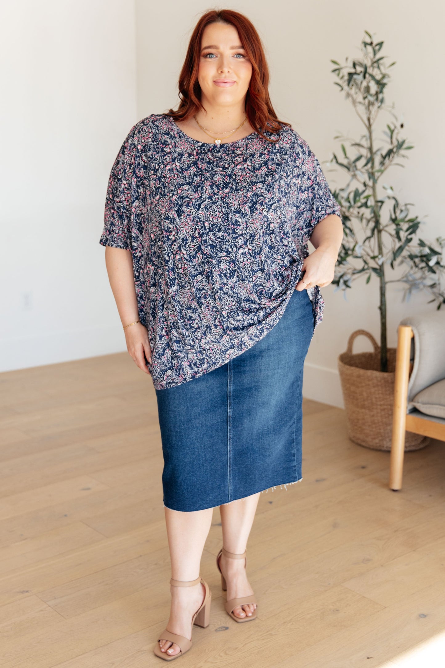 Essential Blouse in Navy Paisley