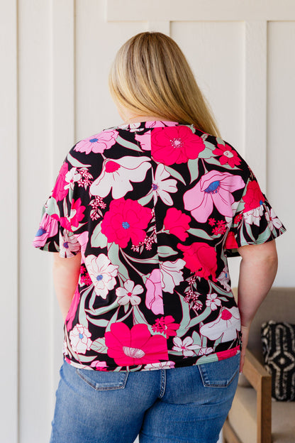 Floral First Ruffle Sleeve Top