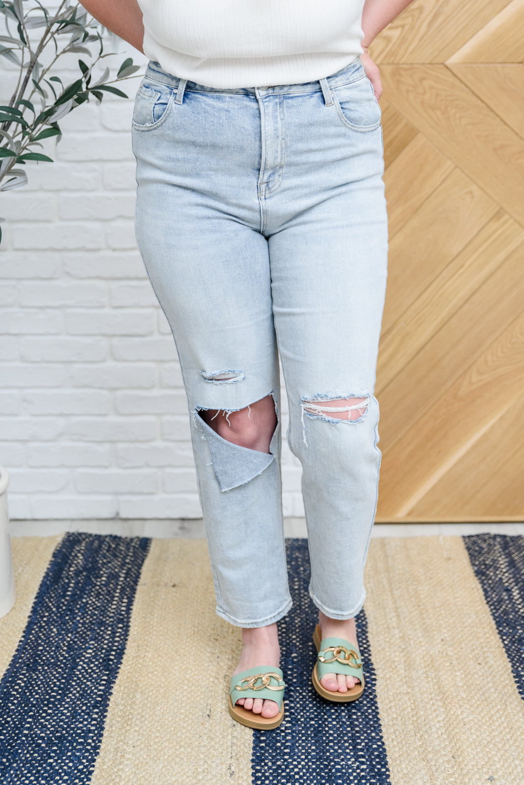 Good Karma Light Wash Distressed Jeans