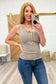 Mineral Washed Ribbed Henley Tank in Mocha Grey
