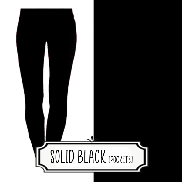 Solid Black Leggings-Pockets