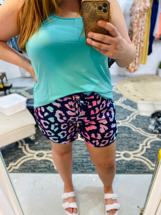 Kaelyn Shorts-Colorful Leopard