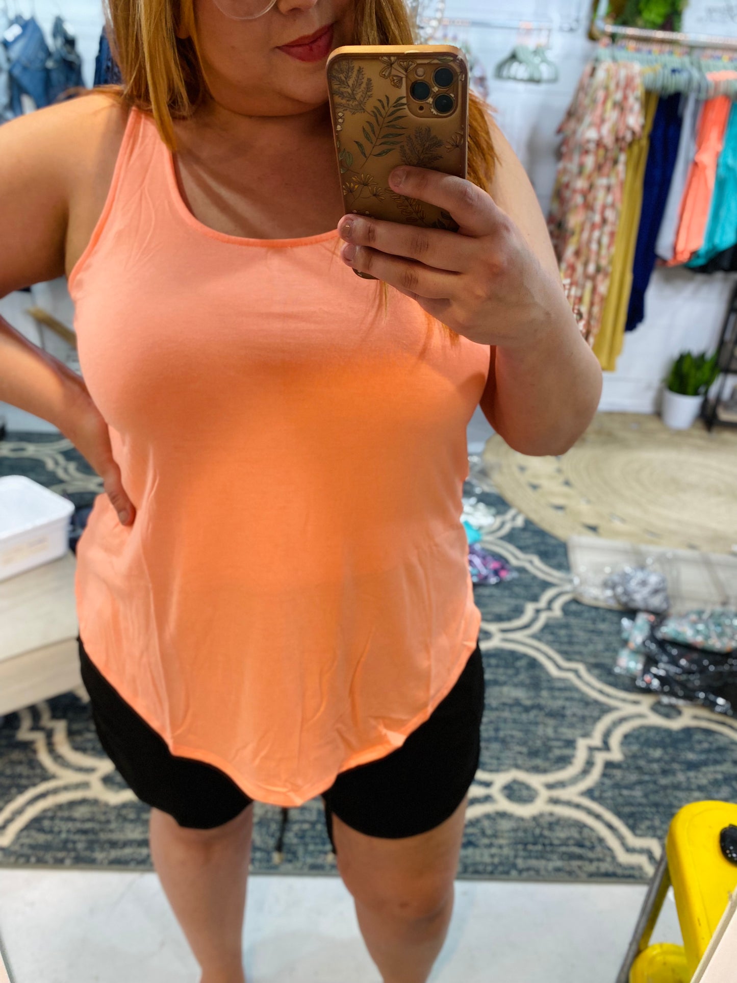 Casey Tank in Neon Coral