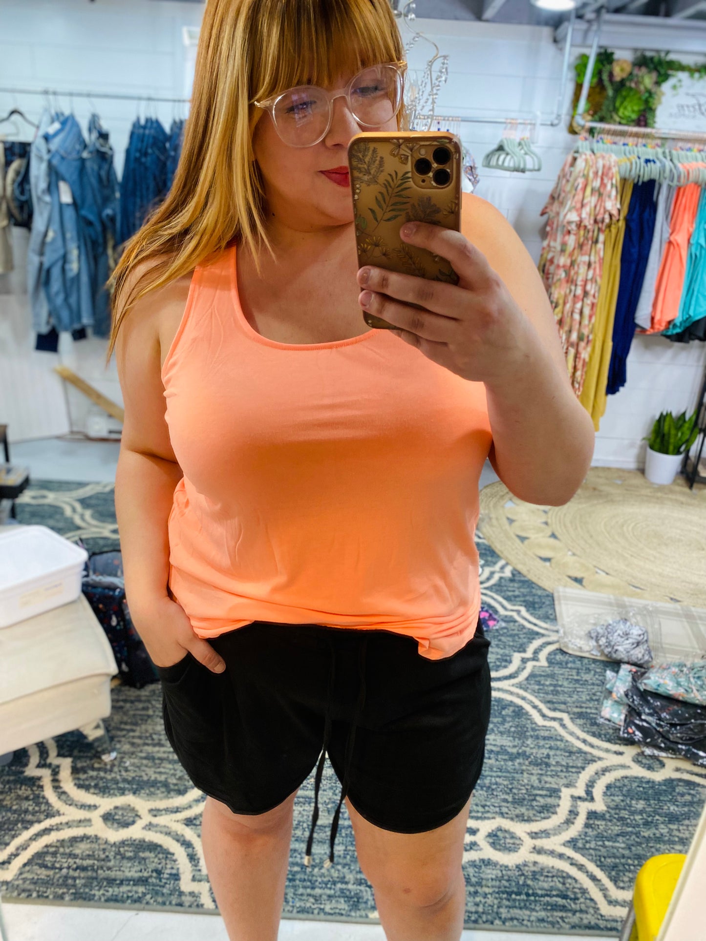 Casey Tank in Neon Coral
