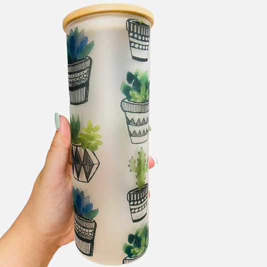 Tall Glass Bamboo Tumbler