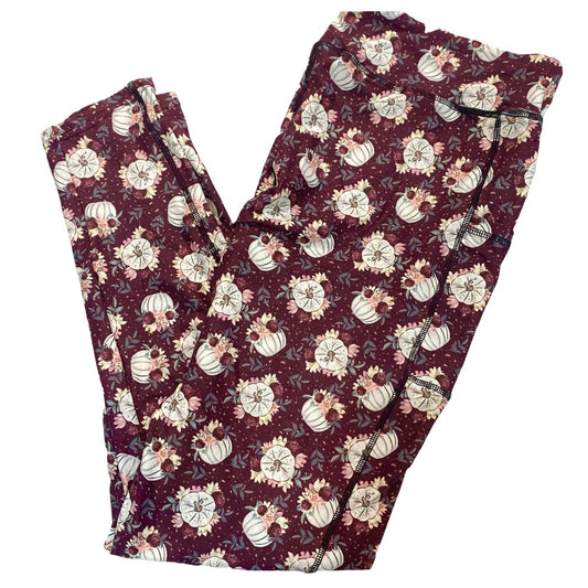 Burgandy Pumpkin KIDS leggings-Pockets